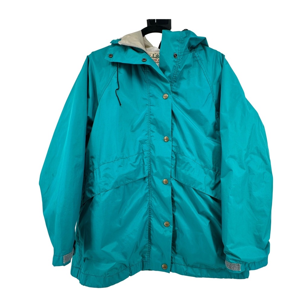L.L. Bean Stowaway Rainwear Jacket Women Medium Teal Gore-Tex Made in USA